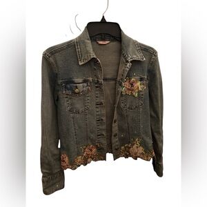 New Season by Lapis Floral Jean Jacket